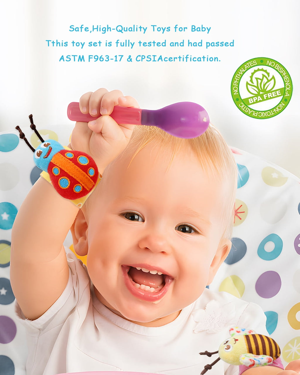 Bloobloomax Wrist Rattles Foot Finder Rattle Sock Baby Toddlor Toy, Rattle Toy, Arm Hand Bracelet Rattle, Feet Leg Ankle Socks