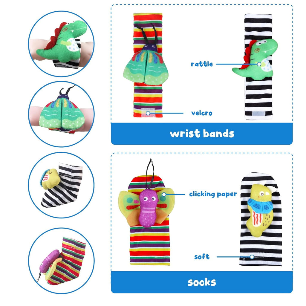 Sensory Rattle Toys for Baby 6-12Months, 10 Pcs Rattles Toys for Infants Newborn Baby 3-6-12 Months Christmas Gifts