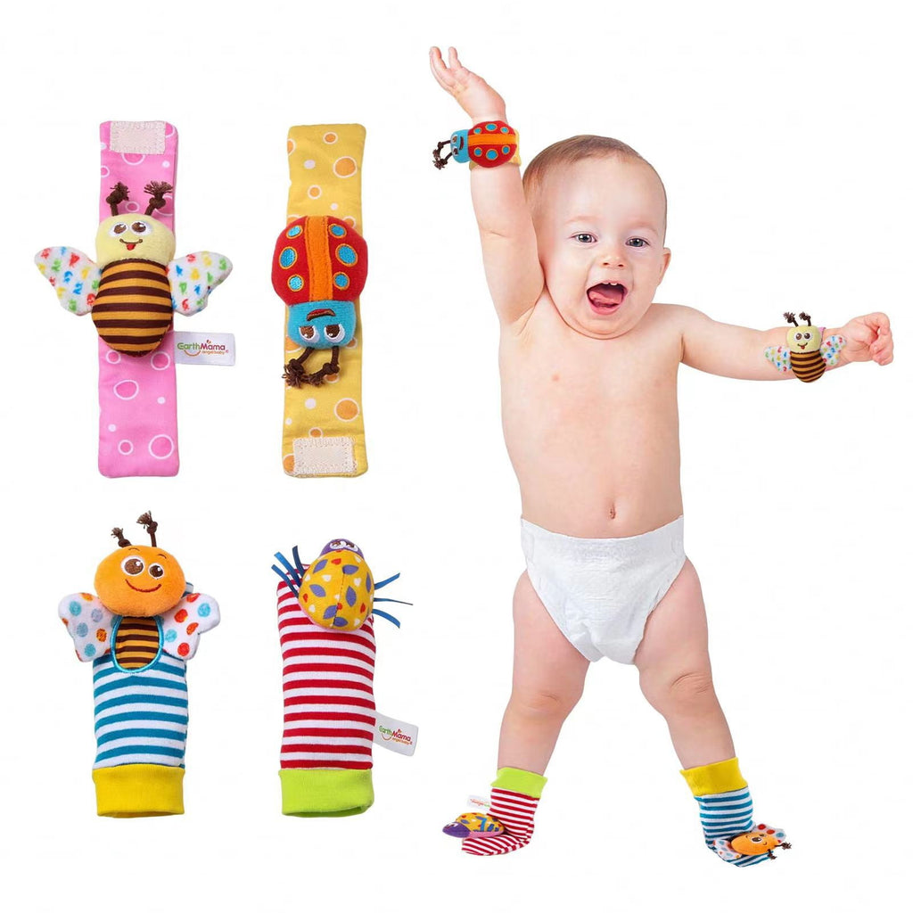 Baby Rattles Toys for 0-12 Month, Infant Girl Boy Toys for Babies 3-6 Months, Newborn Hand & Foot Toys for 0 to 9 Months, Baby Shower Gifts Set with Wrist Rattle Socks