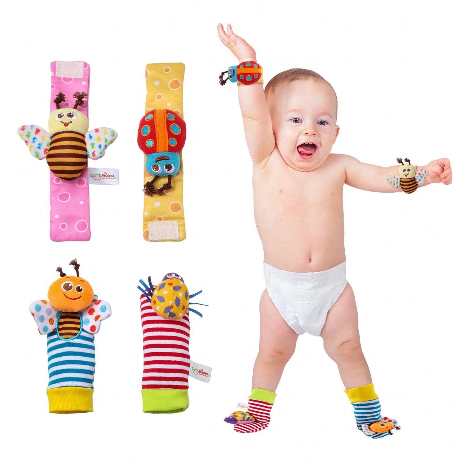 Baby Rattles Toys for 0-12 Month, Infant Girl Boy Toys for Babies 3-6 Months, Newborn Hand & Foot Toys for 0 to 9 Months, Baby Shower Gifts Set with Wrist Rattle Socks