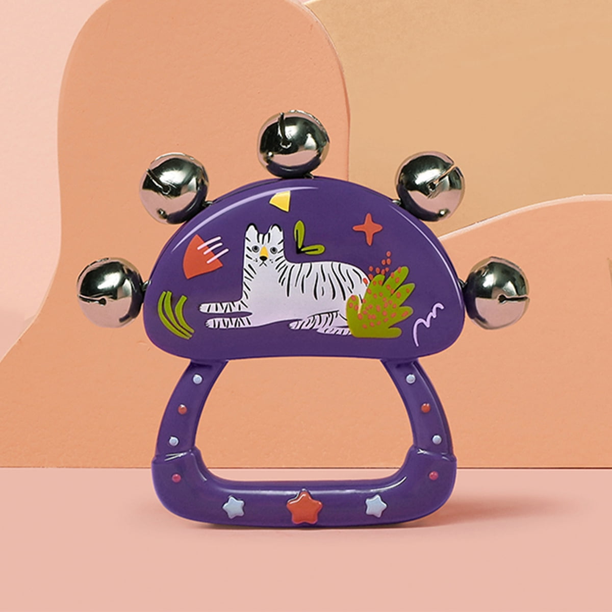 Bc Babycare Baby Rattle Bell, Handle Metal Bells, Jingle Stick Shaker Rattle, 5 Jingle Bells Kids Children Musical Toys, Wrist Shaking, Purple