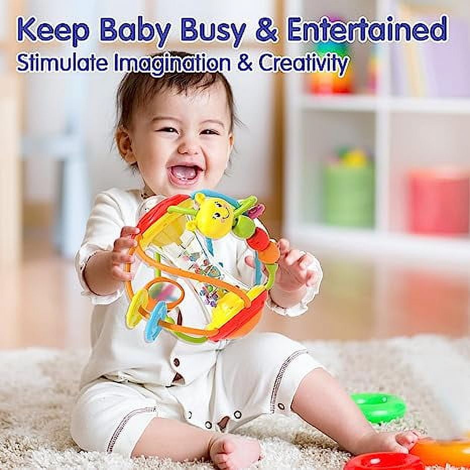 Baby Toys 0-6 Months - Baby Toys 6 to 12 Months Rattles with Mirror Spinner Beads, Activity Ball Infant Toys, Shaker, Grab Rattle for Baby Girl Boy Newborn, Birthday, Christmas Gift
