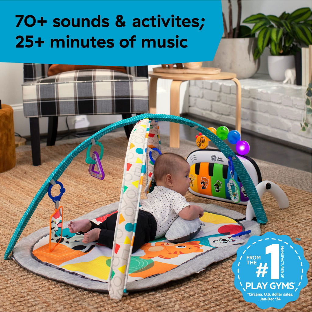 Baby Einstein Kickin' Tunes 4-in-1 Infant Baby Activity Gym & Tummy Time Play Mat with Piano, 0-36 Months, Multicolor