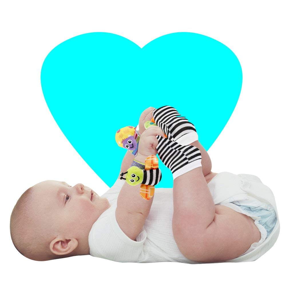 Baby Toys 0-6 Months - Baby Soft Wrist Rattles Foot Finder Socks Set, Infant Rattle Socks and Baby Hand Rattles Wrist, Infant Toys for 0-6, 6-12 Months Babies, Baby Gifts