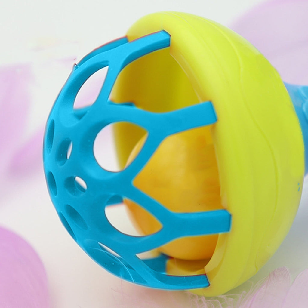 Twfbrm Rattles Toys, Sensory Montessori Learning Toy, Easy-Grasp Handbell with Soft Silicone Teething Toys, Handheld Shaking Rattles Toy Infant Chew Toys Interactive Toys for 0-12 Months