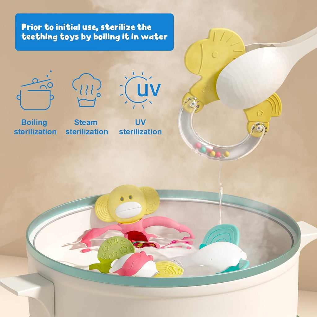 Sensory Rattle Toys for Baby 6-12Months, 10 Pcs Rattles Toys for Infants Newborn Baby 3-6-12 Months Christmas Gifts