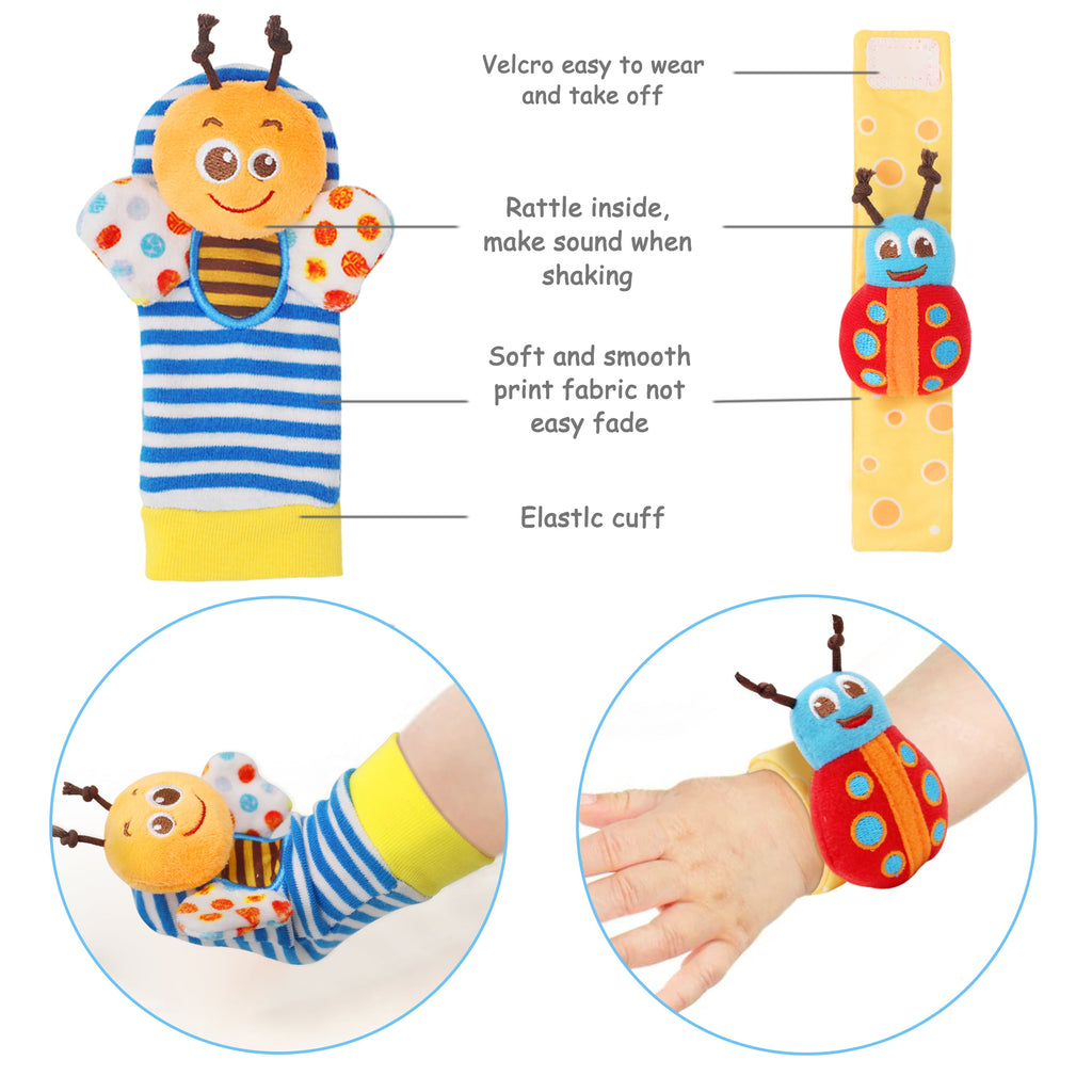 Bloobloomax Wrist Rattles Foot Finder Rattle Sock Baby Toddlor Toy, Rattle Toy, Arm Hand Bracelet Rattle, Feet Leg Ankle Socks