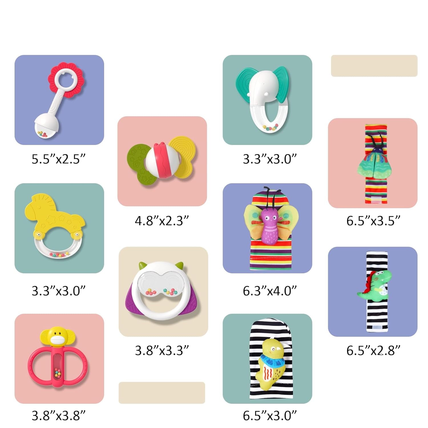 Sensory Rattle Toys for Baby 6-12Months, 10 Pcs Rattles Toys for Infants Newborn Baby 3-6-12 Months Christmas Gifts