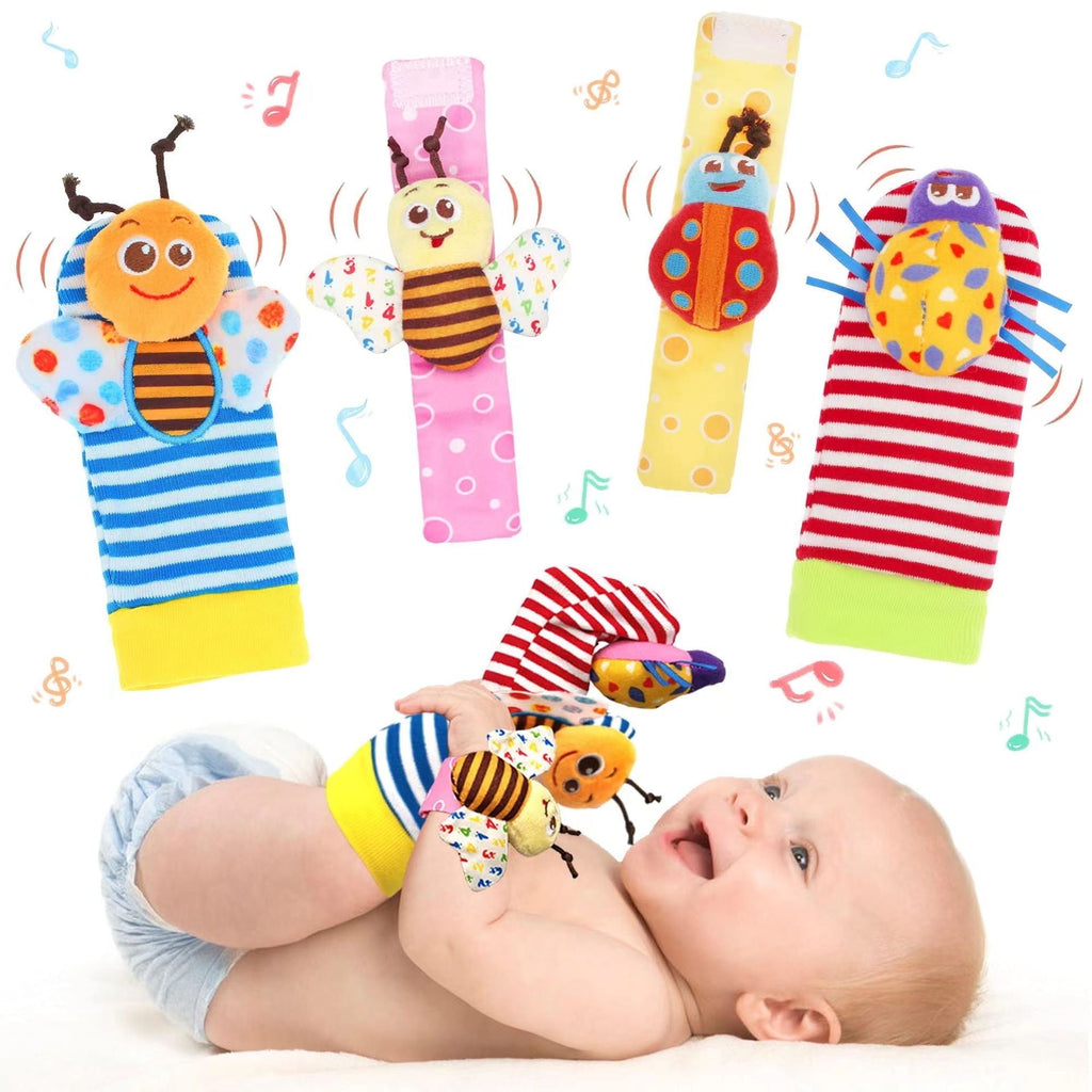 Baby Rattles Toys for 0-12 Month, Infant Girl Boy Toys for Babies 3-6 Months, Newborn Hand & Foot Toys for 0 to 9 Months, Baby Shower Gifts Set with Wrist Rattle Socks