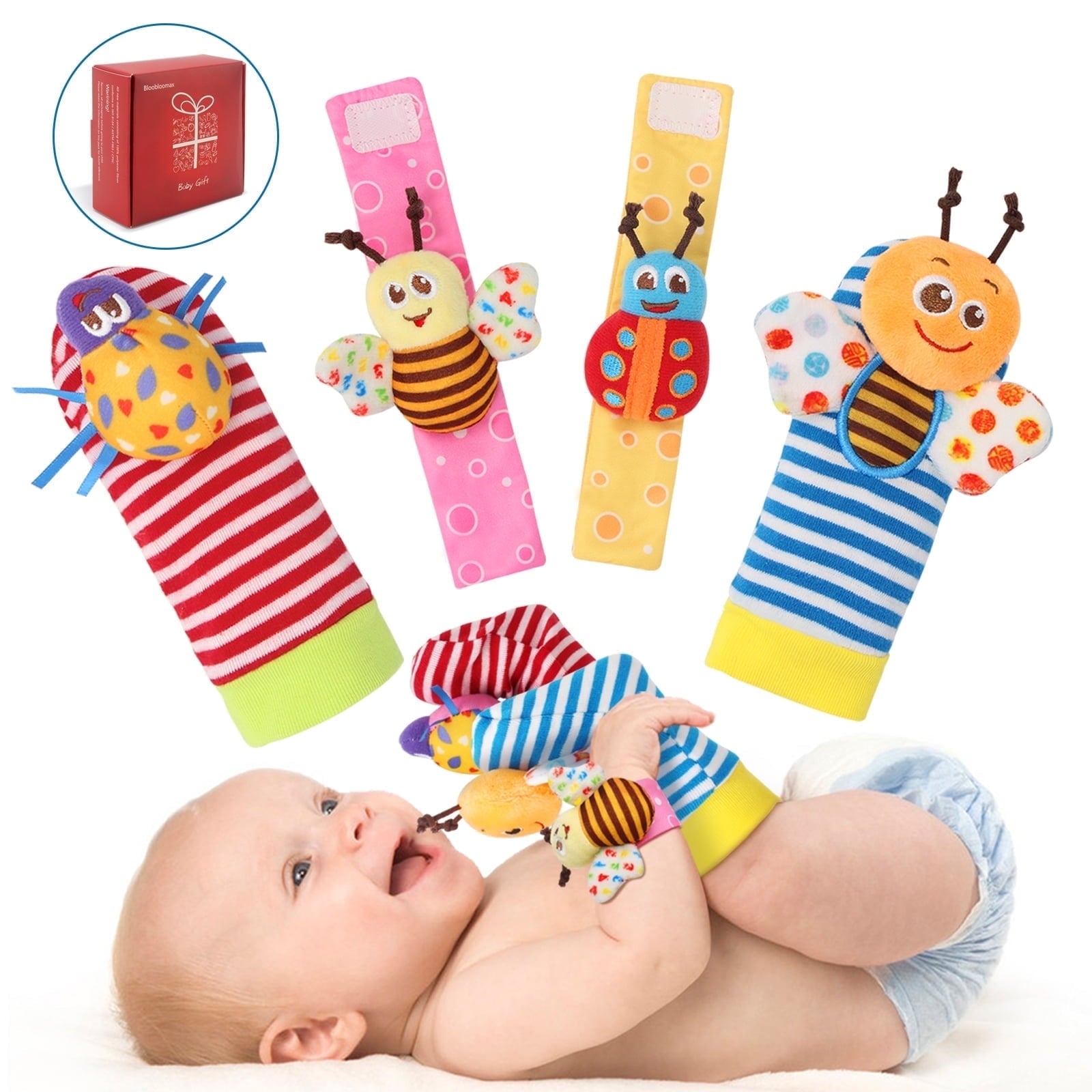 Bloobloomax Wrist Rattles Foot Finder Rattle Sock Baby Toddlor Toy, Rattle Toy, Arm Hand Bracelet Rattle, Feet Leg Ankle Socks