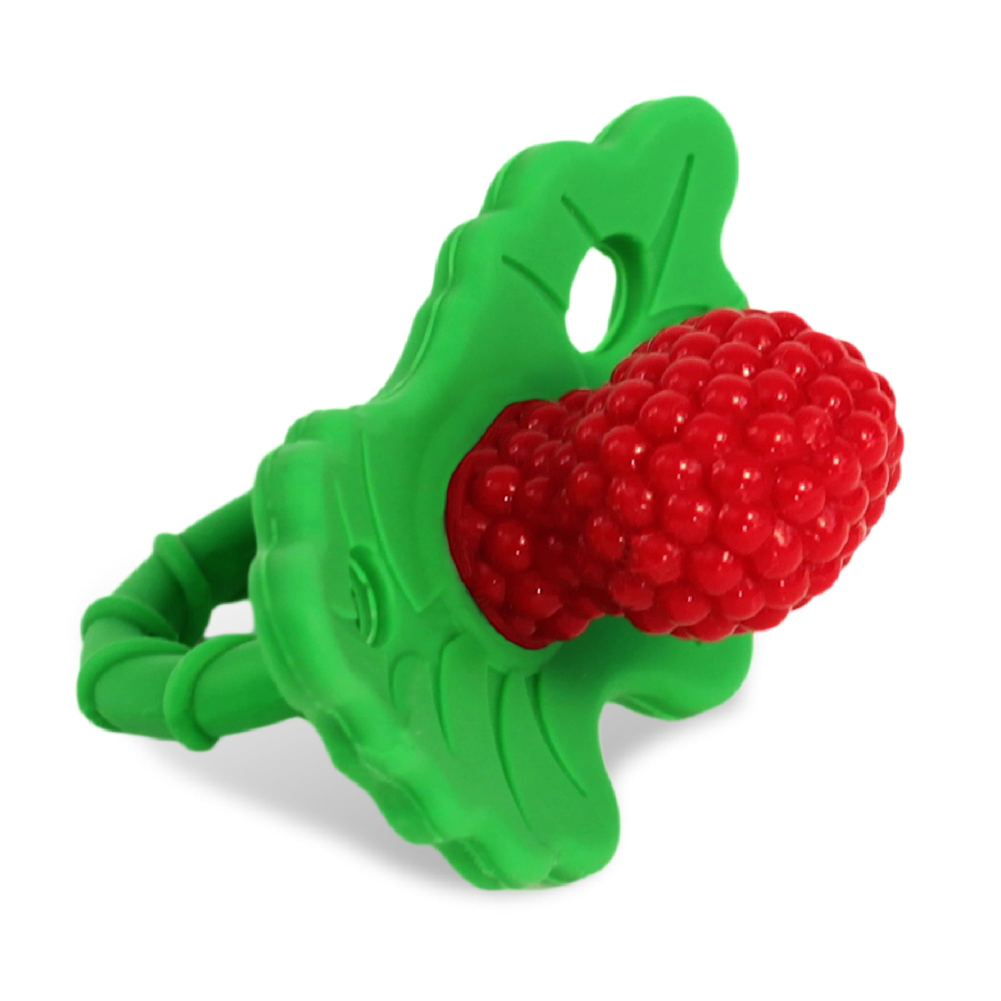 RaZbaby RaZberry Silicone Teether Toy / Multi-Texture Design / Hands Free Design / for Baby 3m+ / Pacifier Style Teether