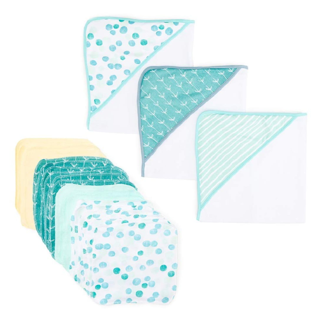 Spasilk Bath Hooded Towels & Washcloths Set for Babies, 23-Piece Gift Set, Navy Nautical