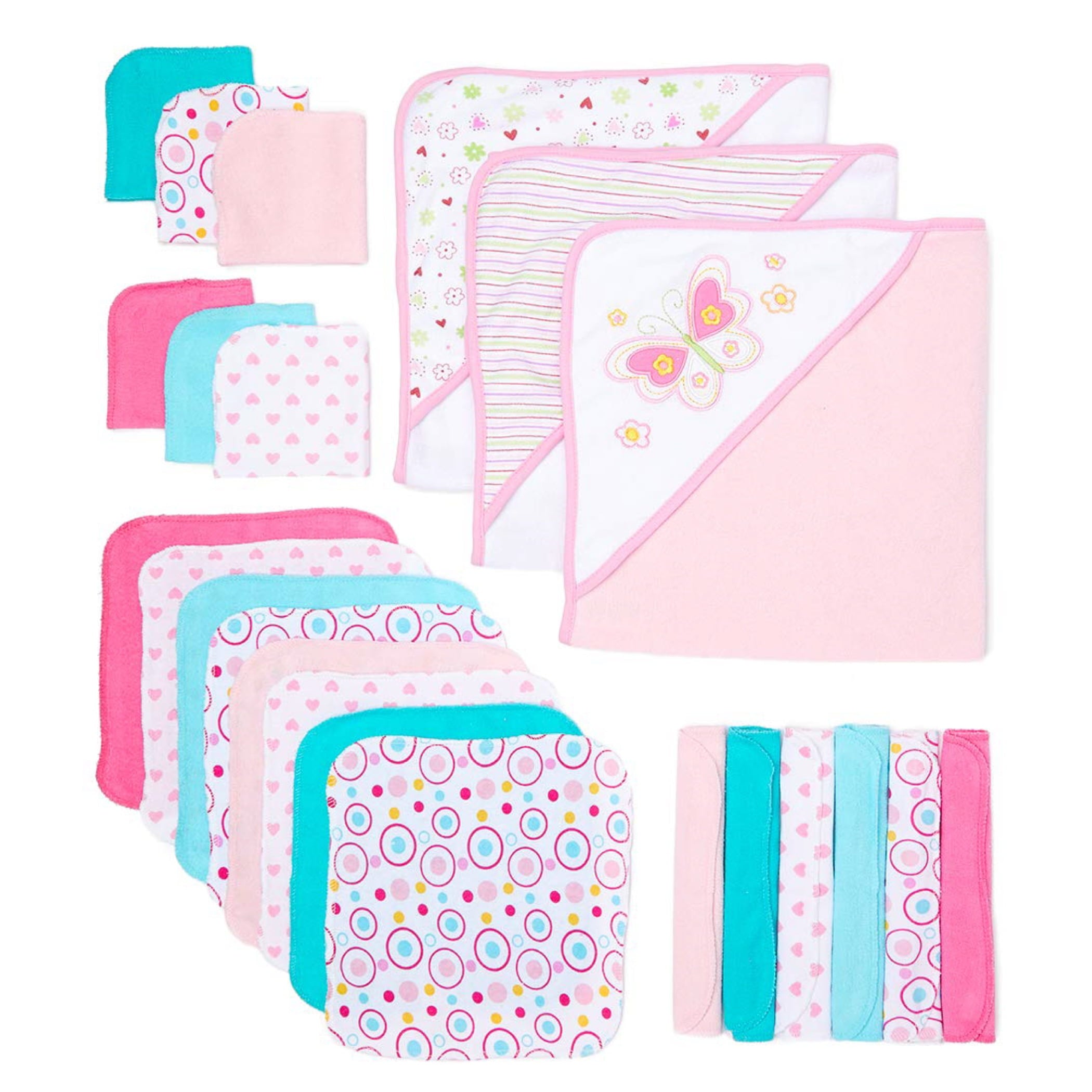 Spasilk Bath Hooded Towels & Washcloths Set for Babies, 23-Piece Gift Set, Navy Nautical