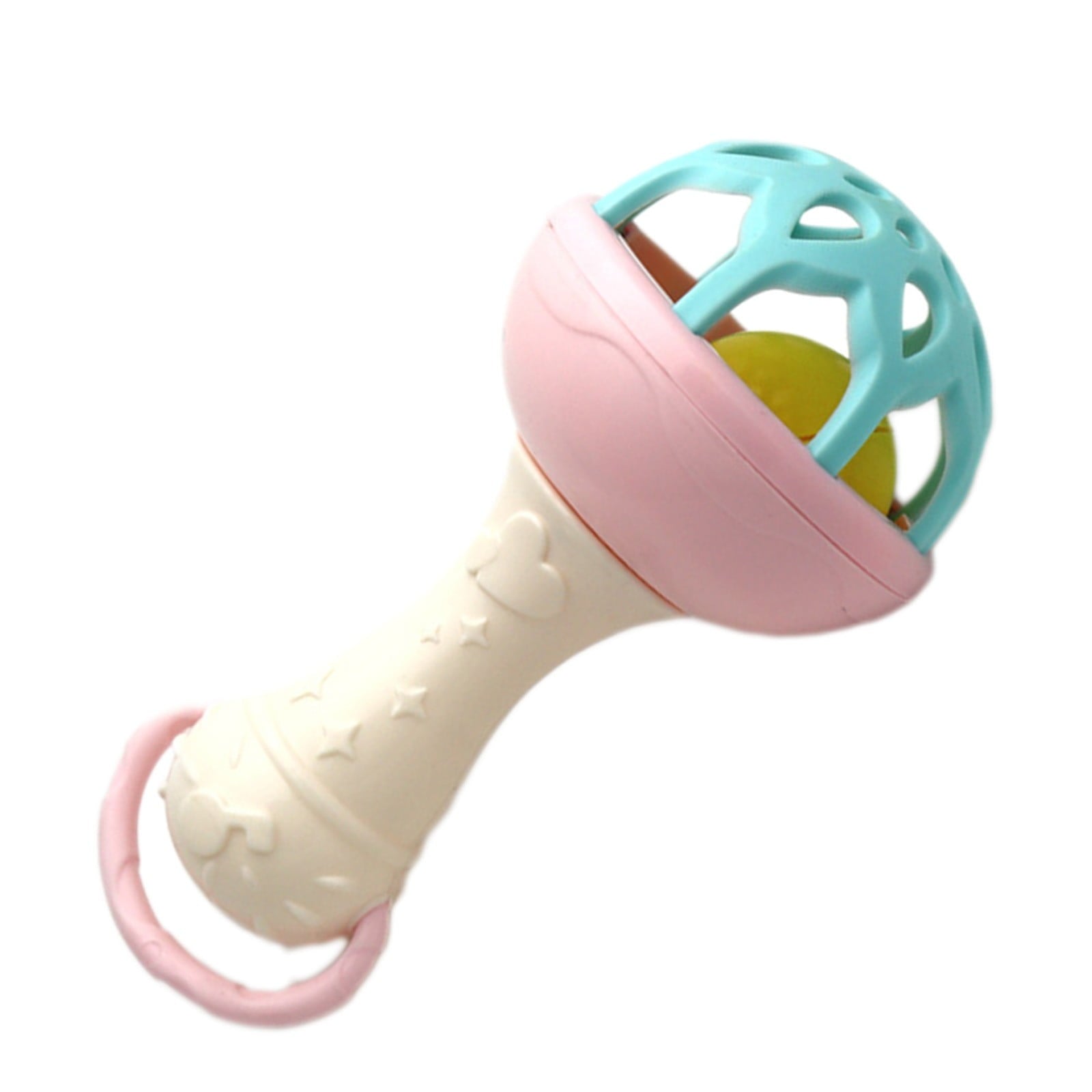 Twfbrm Rattles Toys, Sensory Montessori Learning Toy, Easy-Grasp Handbell with Soft Silicone Teething Toys, Handheld Shaking Rattles Toy Infant Chew Toys Interactive Toys for 0-12 Months