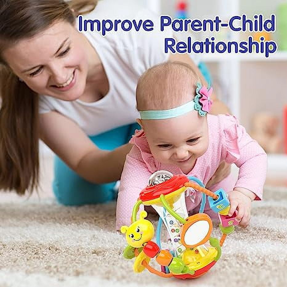Baby Toys 0-6 Months - Baby Toys 6 to 12 Months Rattles with Mirror Spinner Beads, Activity Ball Infant Toys, Shaker, Grab Rattle for Baby Girl Boy Newborn, Birthday, Christmas Gift