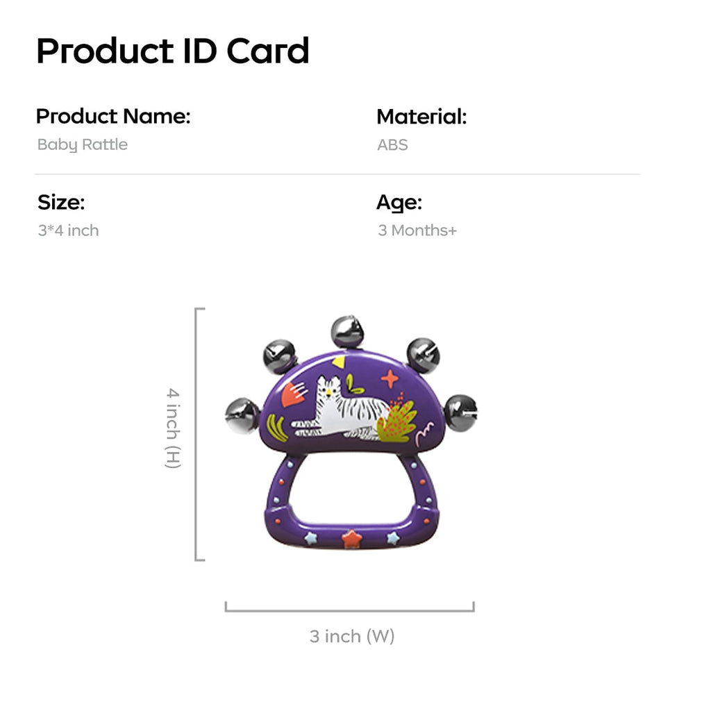 Bc Babycare Baby Rattle Bell, Handle Metal Bells, Jingle Stick Shaker Rattle, 5 Jingle Bells Kids Children Musical Toys, Wrist Shaking, Purple