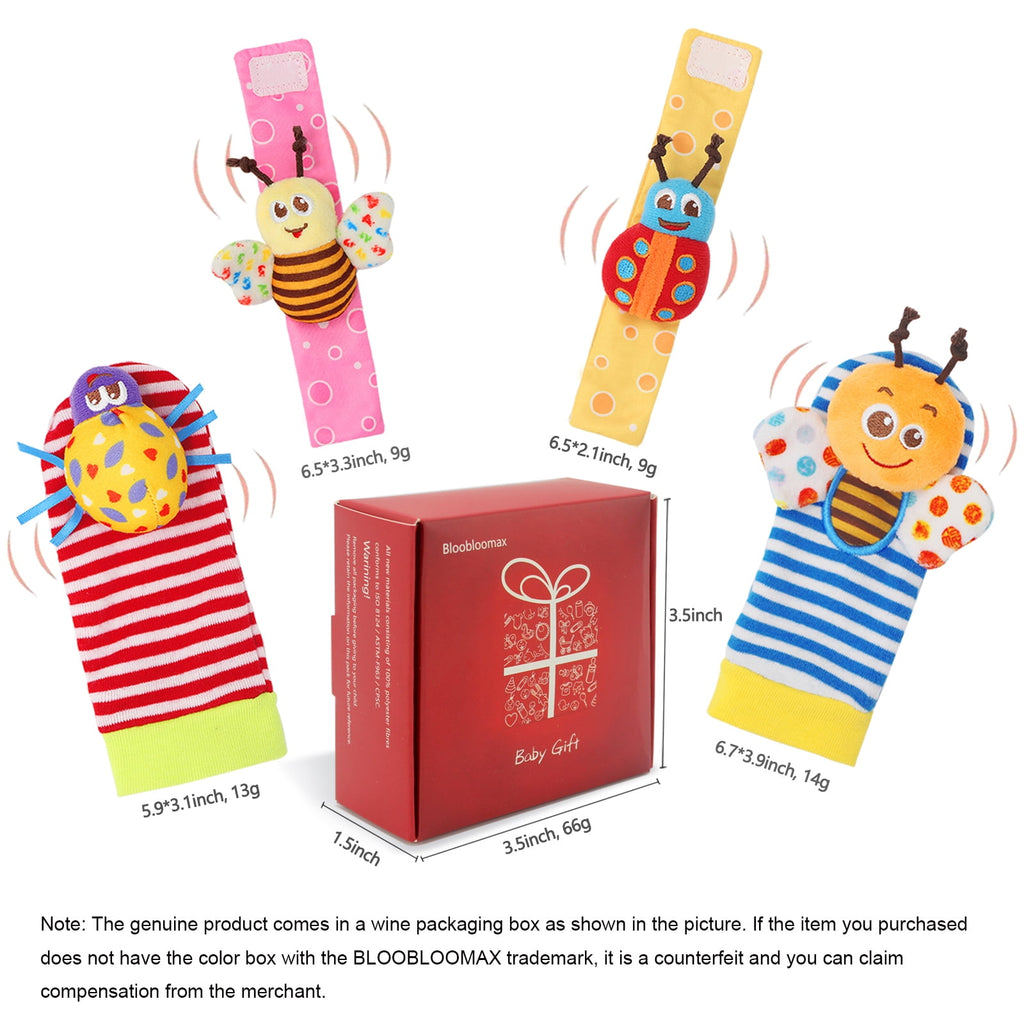 Bloobloomax Wrist Rattles Foot Finder Rattle Sock Baby Toddlor Toy, Rattle Toy, Arm Hand Bracelet Rattle, Feet Leg Ankle Socks